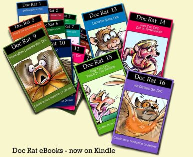 The covers of the first 16 Doc Rat eBooks